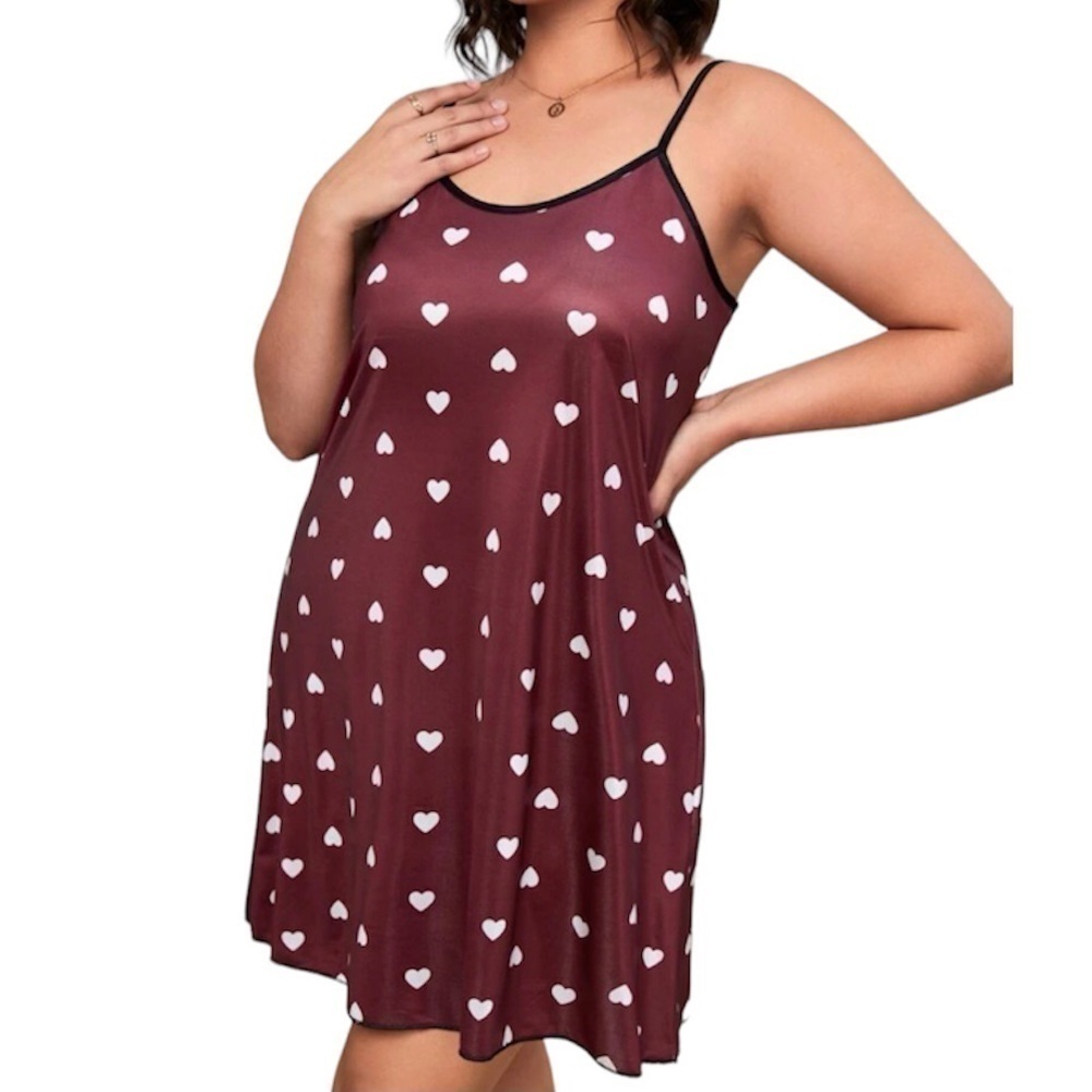Red & white hearts satin nightgown. New. - Picture 7 of 10